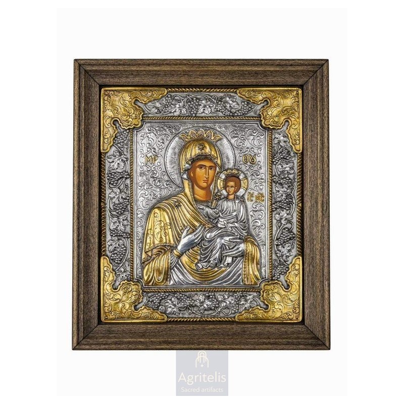 Silver Icon, Agritelis Sacred Artifacts, ieraskevi.com, Panagia Odigitria Theme B 34 x 28 cm