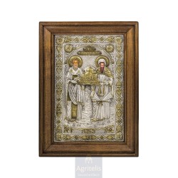 Silver Icon, Agritelis Sacred Artifacts, ieraskevi.com, Saints Methodios and Kyrillos 42.5 x 30 cm