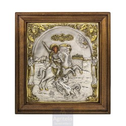 Silver Icon, Agritelis Sacred Artifacts, ieraskevi.com, Saint Georgios 40 x 36 cm