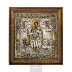 Silver Icon, Agritelis Sacred Artifacts, ieraskevi.com, Saint Fanourios 41 x 36 cm