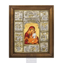 Silver Icon, Agritelis Sacred Artifacts, ieraskevi.com, The Life of Panagia Theme A on Canvas 48 x 40 cm