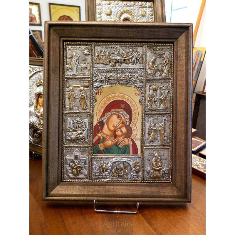 Silver Icon, Agritelis Sacred Artifacts, ieraskevi.com, The Life of Panagia Brephokratousa 48 x 40 cm