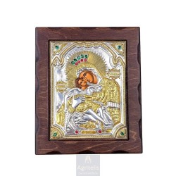 Silver Icon, Agritelis Sacred Artifacts, ieraskevi.com, Panagia Glykofilousa 26.5 x 22 cm