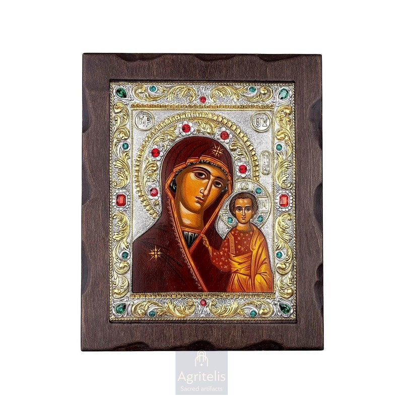 Silver Icon, Agritelis Sacred Artifacts, ieraskevi.com, Panagia of Kazan Icon 34.5 x 28 cm