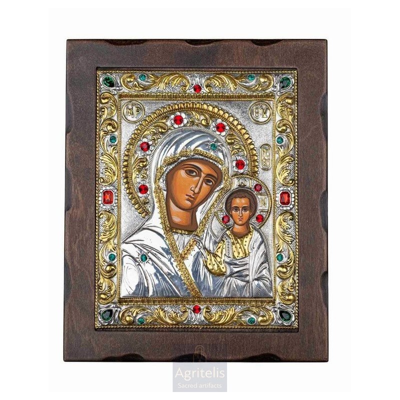 Silver Icon, Agritelis Sacred Artifacts, ieraskevi.com, Panagia of Kazan 34.5 x 28 cm