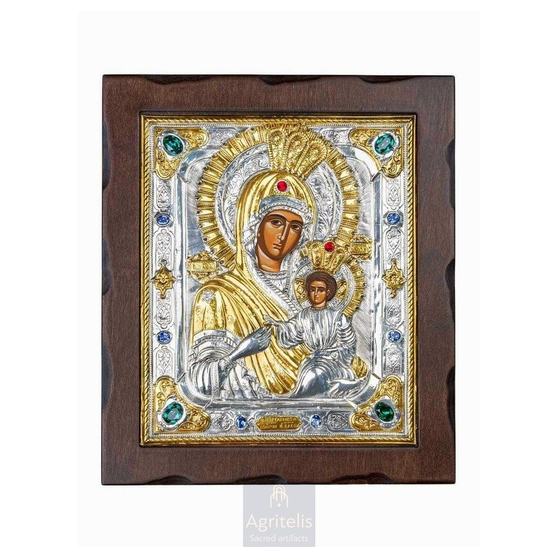 Silver Icon, Agritelis Sacred Artifacts, ieraskevi.com, Panagia Portaitissa 35 x 30 cm