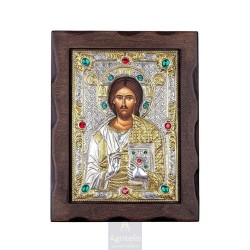 Silver Icon, Agritelis Sacred Artifacts, ieraskevi.com, Christ Almighty 24 x 18 cm