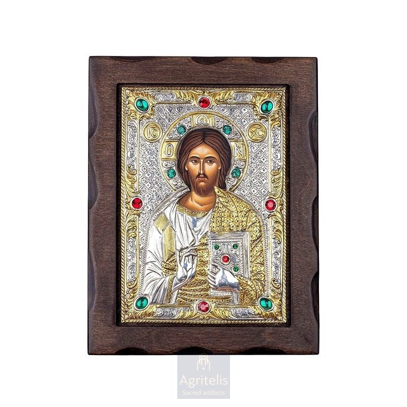 Silver Icon, Agritelis Sacred Artifacts, ieraskevi.com, Christ Almighty 24 x 18 cm