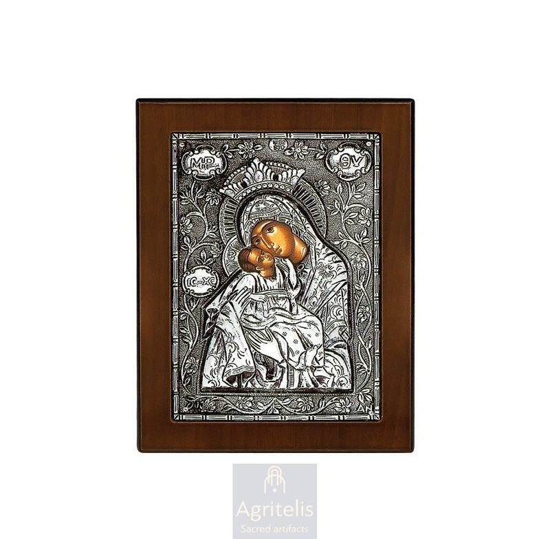 Silver Icon, Agritelis Sacred Artifacts, ieraskevi.com, Panagia Glykofilousa 14.6 x 11.3 cm