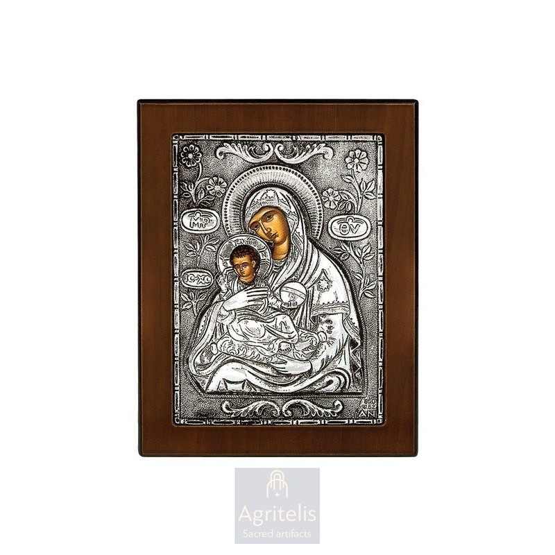 Silver Icon, Agritelis Sacred Artifacts, ieraskevi.com, Panagia Sweetness of Angels 14.6 x 11.3 cm