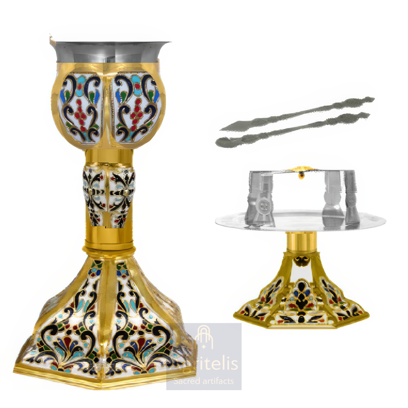 Chalice set, Gold Plated Chalice, Enameled Chalice, Agritelis, Church Supplies, ieraskevi.com