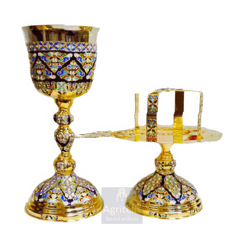 Chalice set, Gold Plated Chalice, Enameled Chalice, Agritelis, Church Supplies, ieraskevi.com