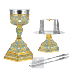 Chalice set, Gold Plated Chalice, Enameled Chalice, Agritelis, Church Supplies, ieraskevi.com