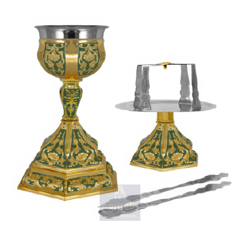 Chalice set, Gold Plated Chalice, Enameled Chalice, Agritelis, Church Supplies, ieraskevi.com