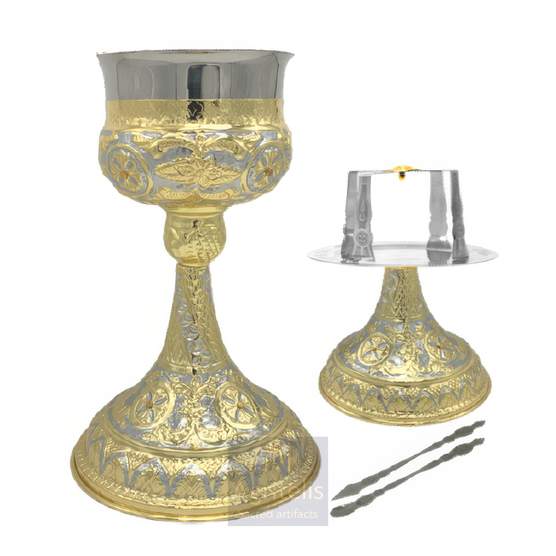 Chalice set, Gold Plated Chalice, Enameled Chalice, Agritelis, Church Supplies, ieraskevi.com