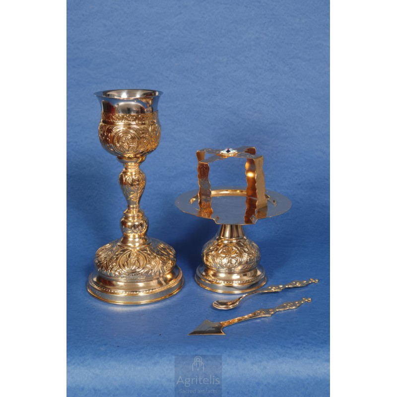 Chalice set, Gold Plated Chalice, Enameled Chalice, Agritelis, Church Supplies, ieraskevi.com