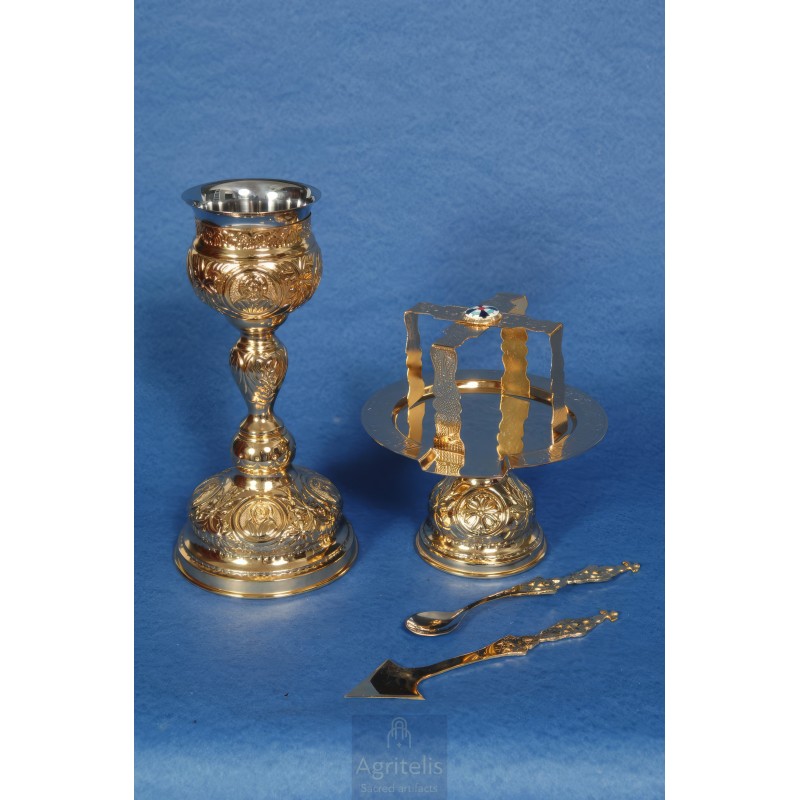 Chalice set, Gold Plated Chalice, Enameled Chalice, Agritelis, Church Supplies, ieraskevi.com