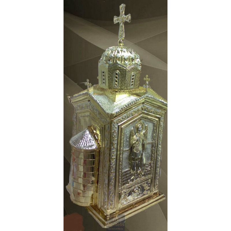 Tabernacle Silver and Gold Plated , Brass, Handmade Carved,