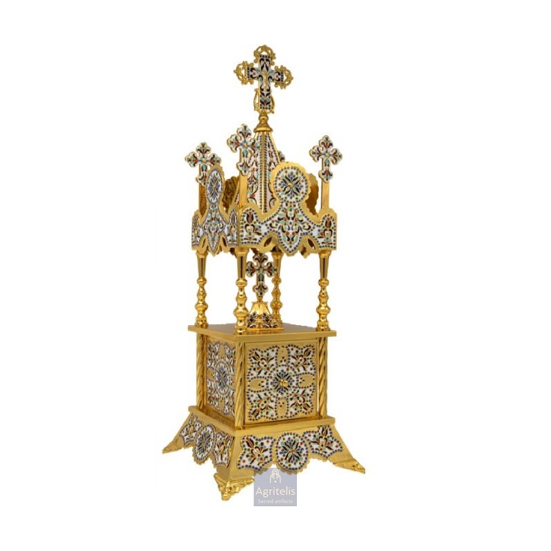 Tabernacle Enameled and Gold Plated , Greek Orthodox , Brass,