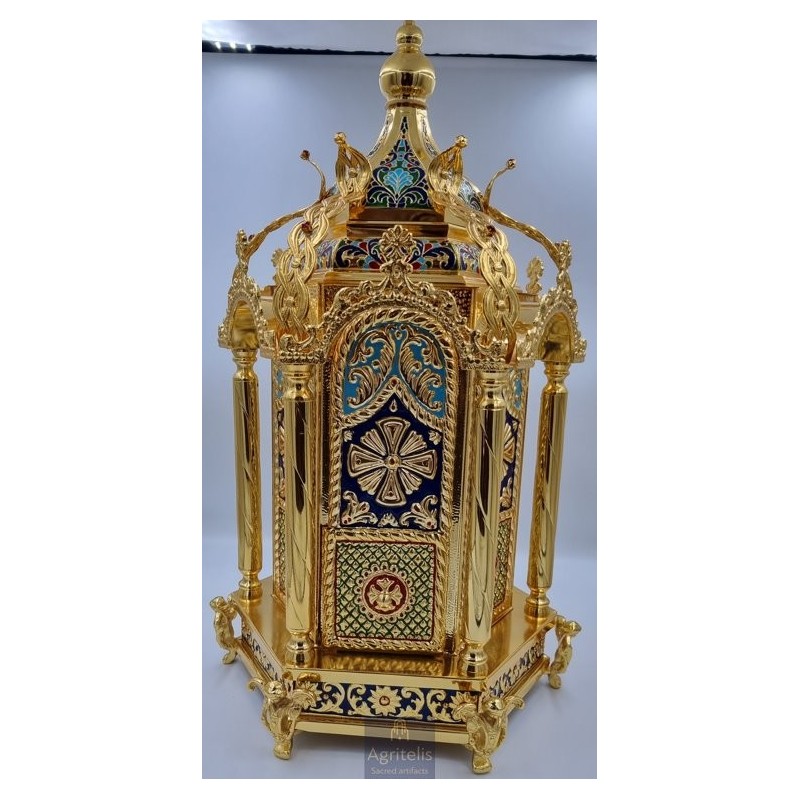 Tabernacle Gold Plated, Brass handmade, Carved,