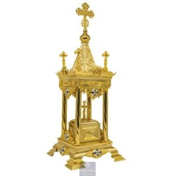 Tabernacle Gold Plated, Brass handmade, Carved,