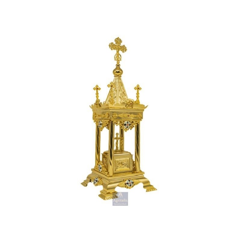 Tabernacle Gold Plated, Brass handmade, Carved,