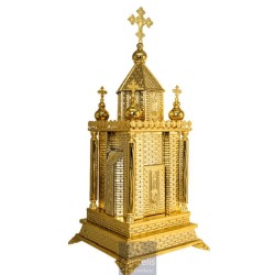 Tabernacle Gold Plated, Brass handmade, Carved,