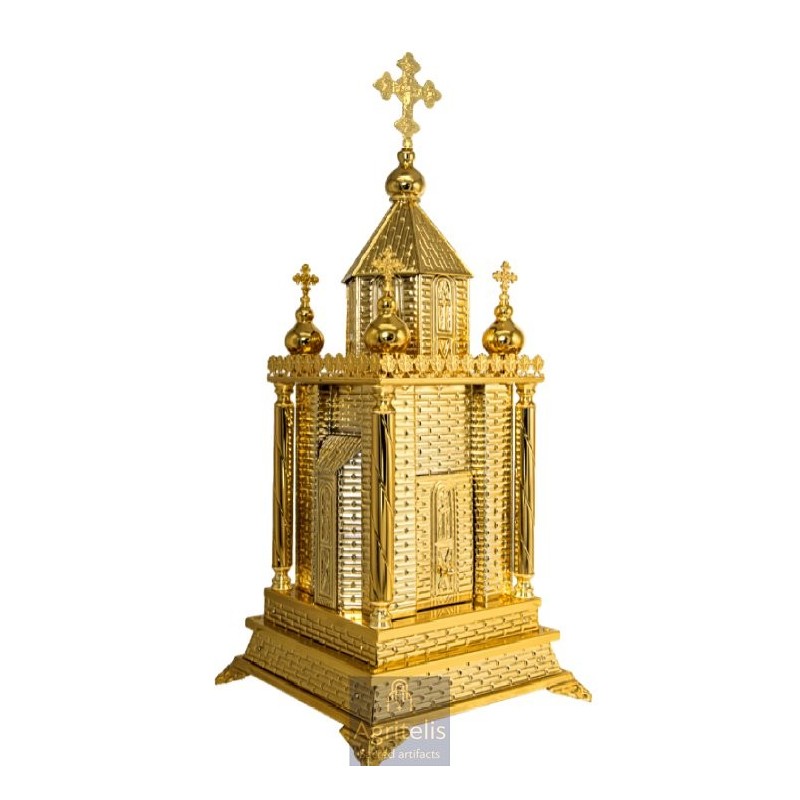 Tabernacle Gold Plated, Brass handmade, Carved,