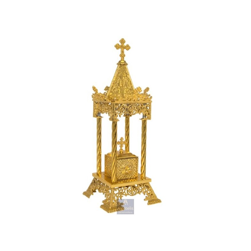 Tabernacle Gold Plated, Brass handmade, Carved,