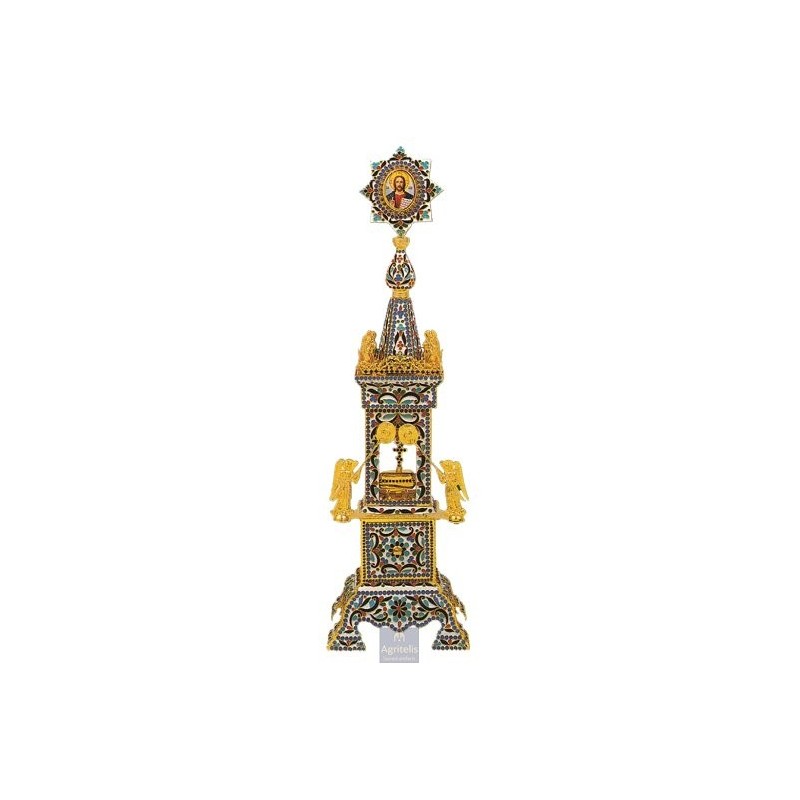 Tabernacle Enameled and Gold Plated , Greek Orthodox , Brass,