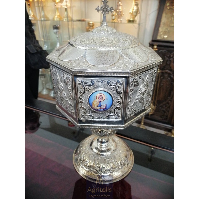 Tabernacle solid silver , Greek Orthodox ,Handmade Carved, Orthodox Artifact