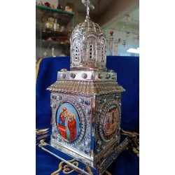 Tabernacle solid silver , Greek Orthodox ,Handmade Carved, Orthodox Artifact